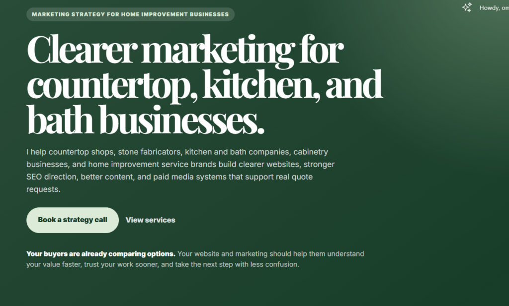 Website design for countertop shops and fabricatord