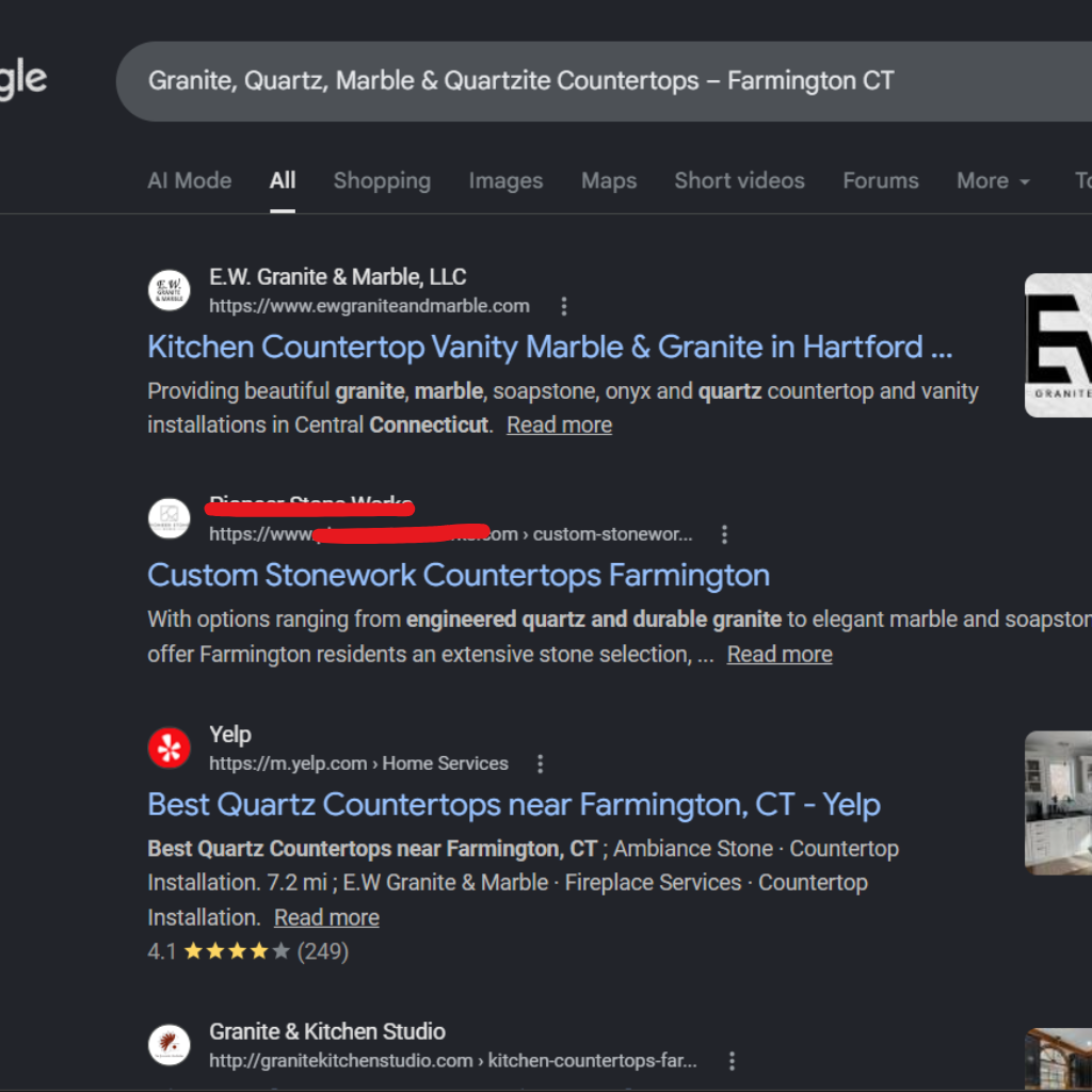 Anonymous local search screenshot