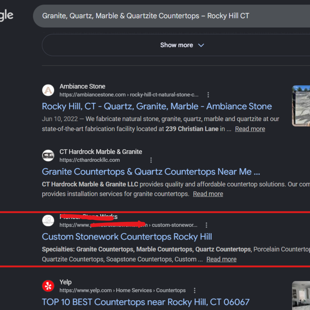 Anonymous AI Overview or ranking screenshot