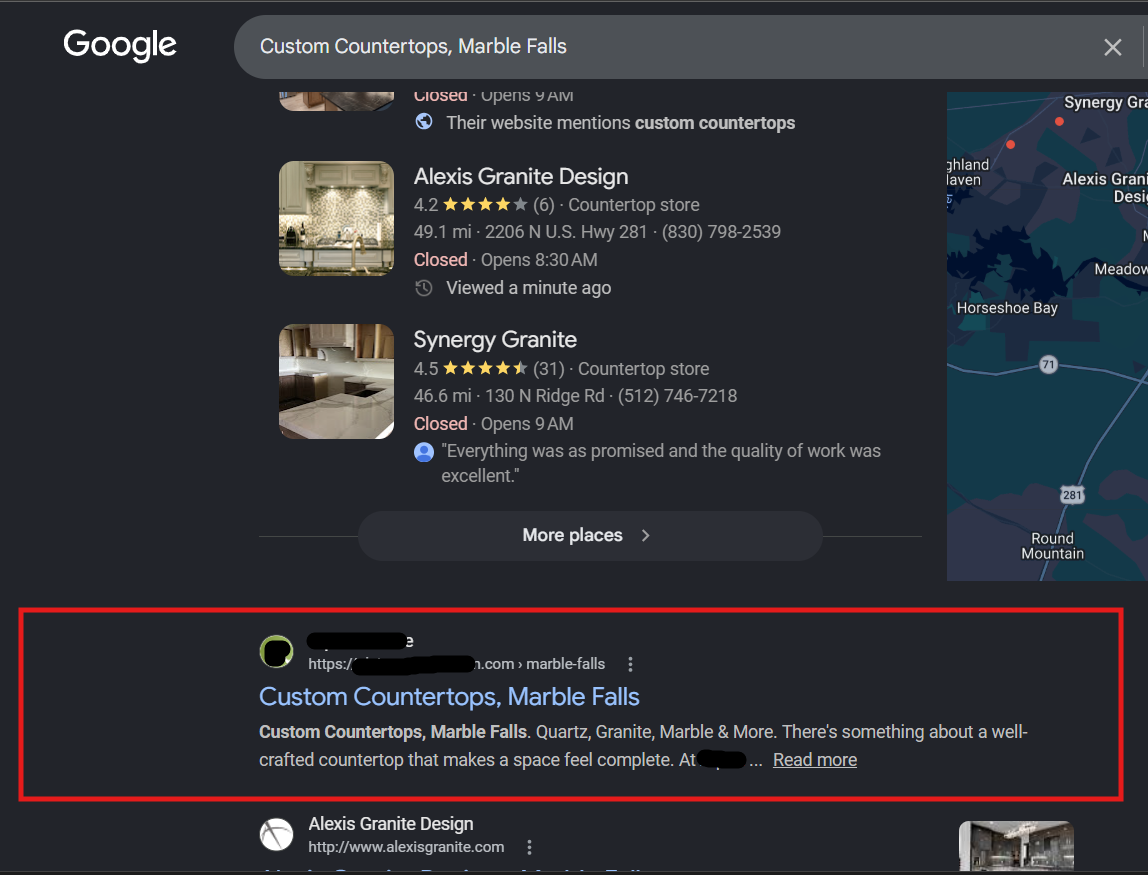 Alpha Granite ranking proof screenshot
