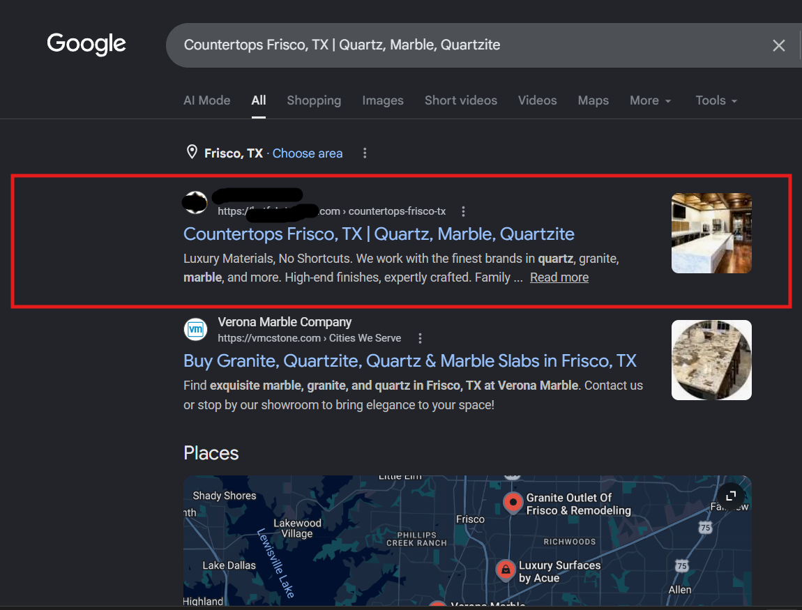 KAT Fabricators local search visibility screenshot