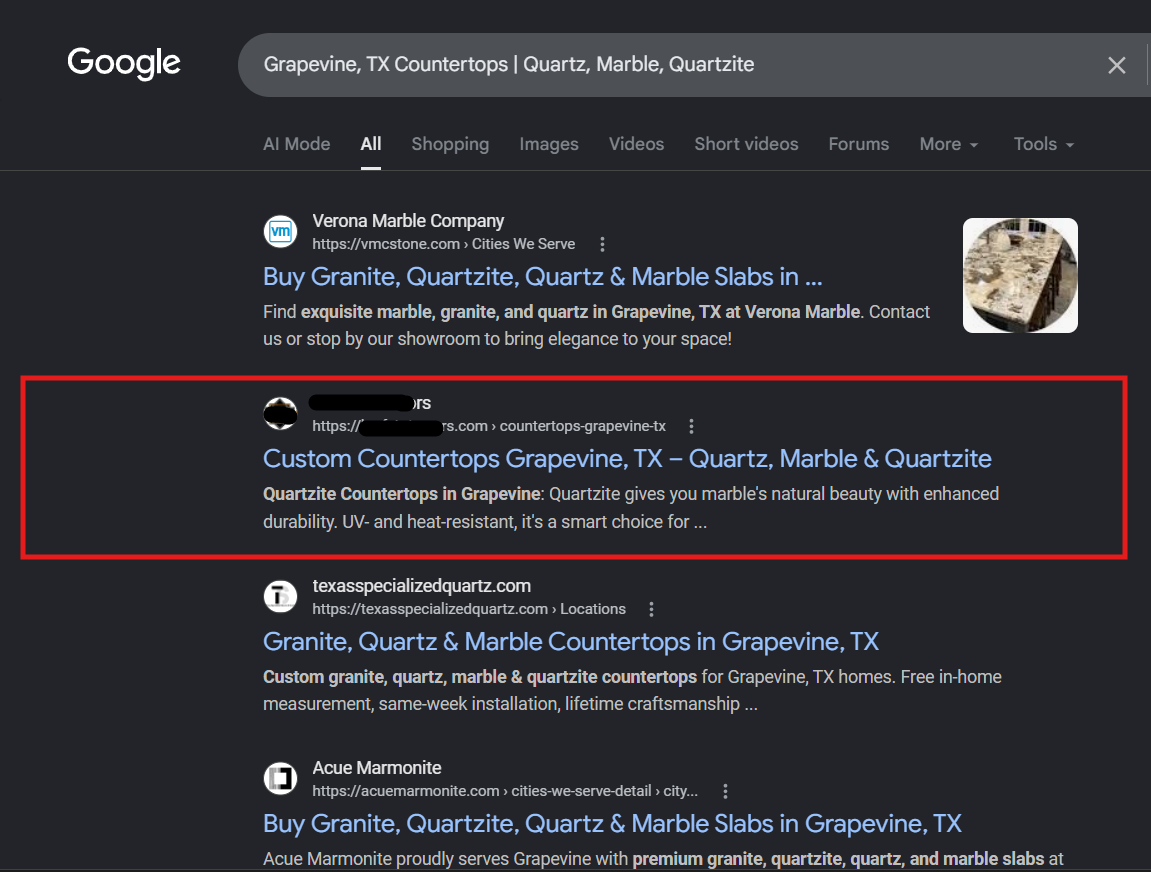 KAT Fabricators Google ranking screenshot