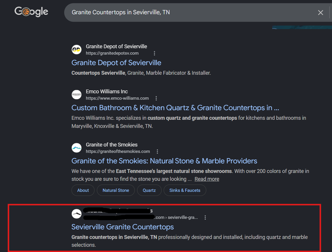 Mountain Empire Stoneworks ranking result screenshot