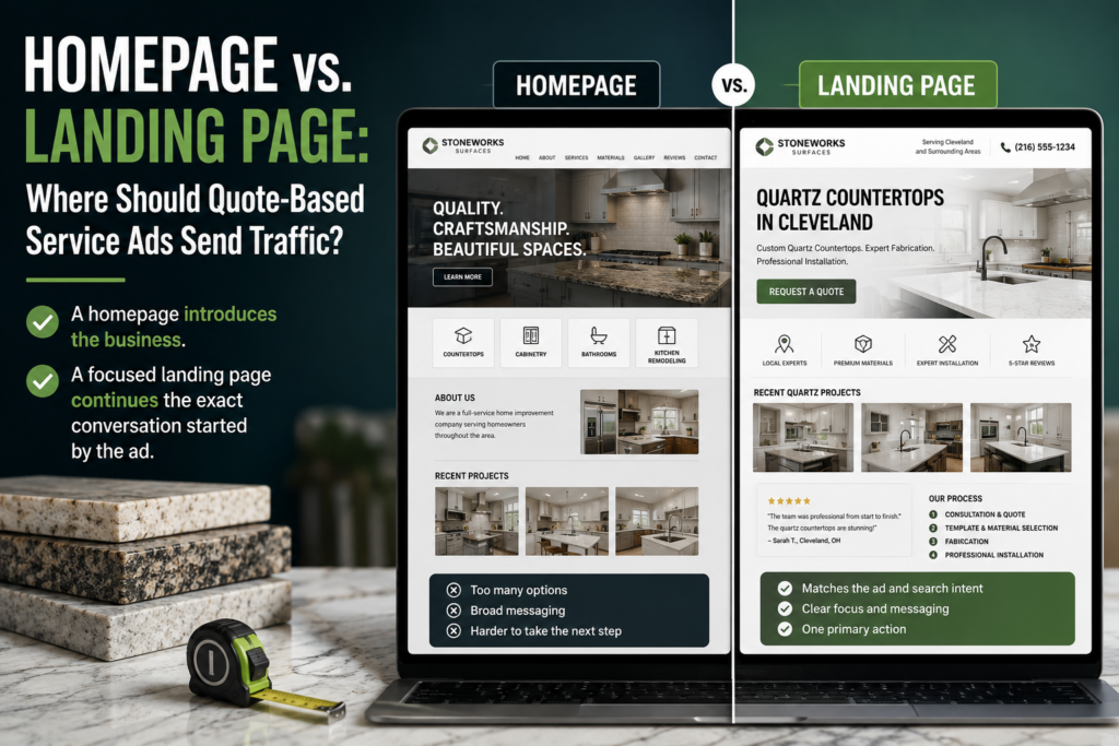 Homepage vs. Landing Page: Where Should Quote-Based Service Ads Send Traffic?