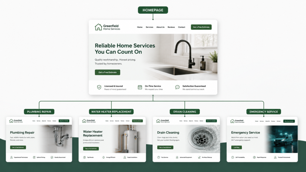 Website Design For Home Service Businesses: A Good Home Service Website Needs Service Pages, Not Just A Homepage
