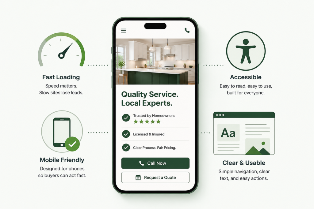 Website Design For Home Service Businesses: Accessibility, Speed, And Mobile Experience Affect Whether Buyers Can Use The Site

