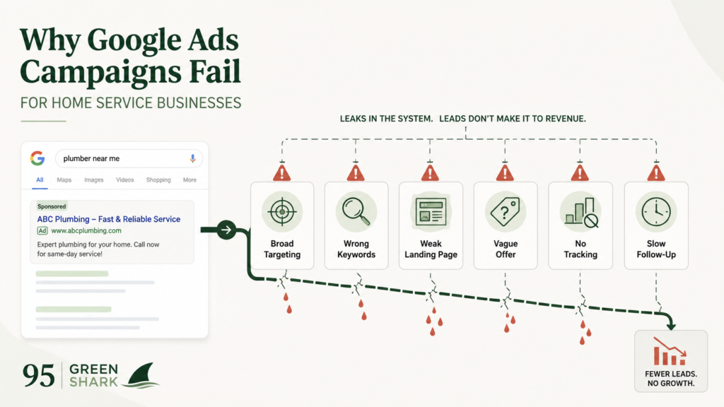 Google Ads For Service-Based Businesses: Why Campaigns Fail And How To Fix Them.
Why Google Ads Campaigns Fail For Home Service Businesses