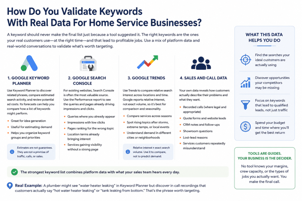 How To Choose The Right Keywords For A Home Service BusinessHow Do You Validate Keywords With Real Data For Home Service Businesses?